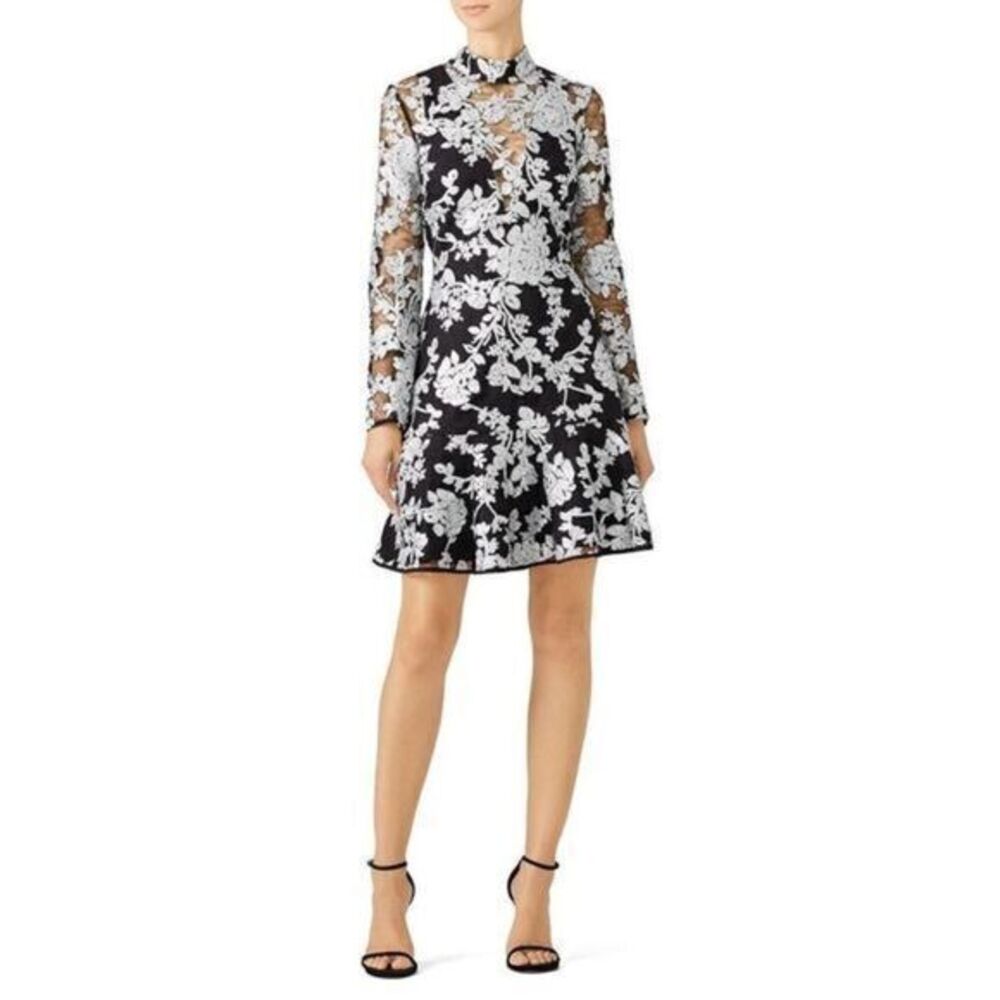ADELYN RAE Black Lace Illusion Dress SMALL
